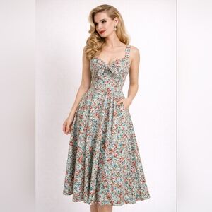 Floral Print Women's Dress Retro